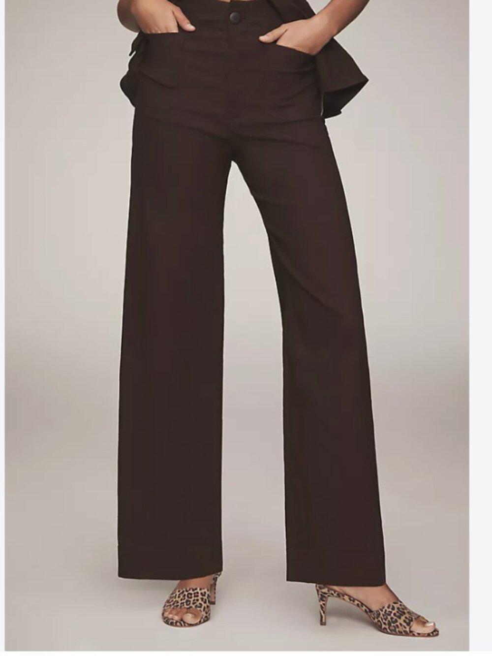AnthropologieMaeve Colette High-Rise Wide-Leg Full-Length Pants, Brown Size 31 T